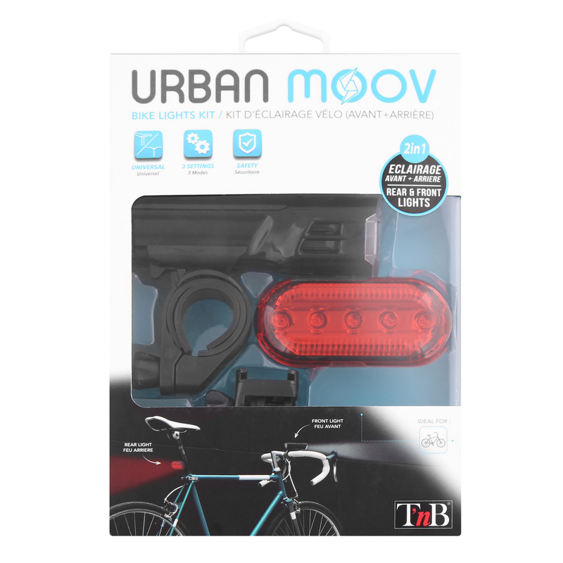 Urban Moov LED Lights Kit Front/Rear Black for Bike