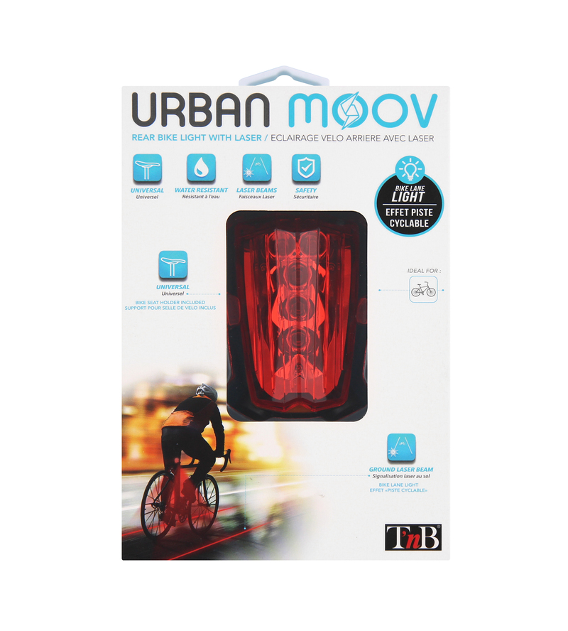 Urban Moov LED Lights and Rear Beam Black/Red for Bike