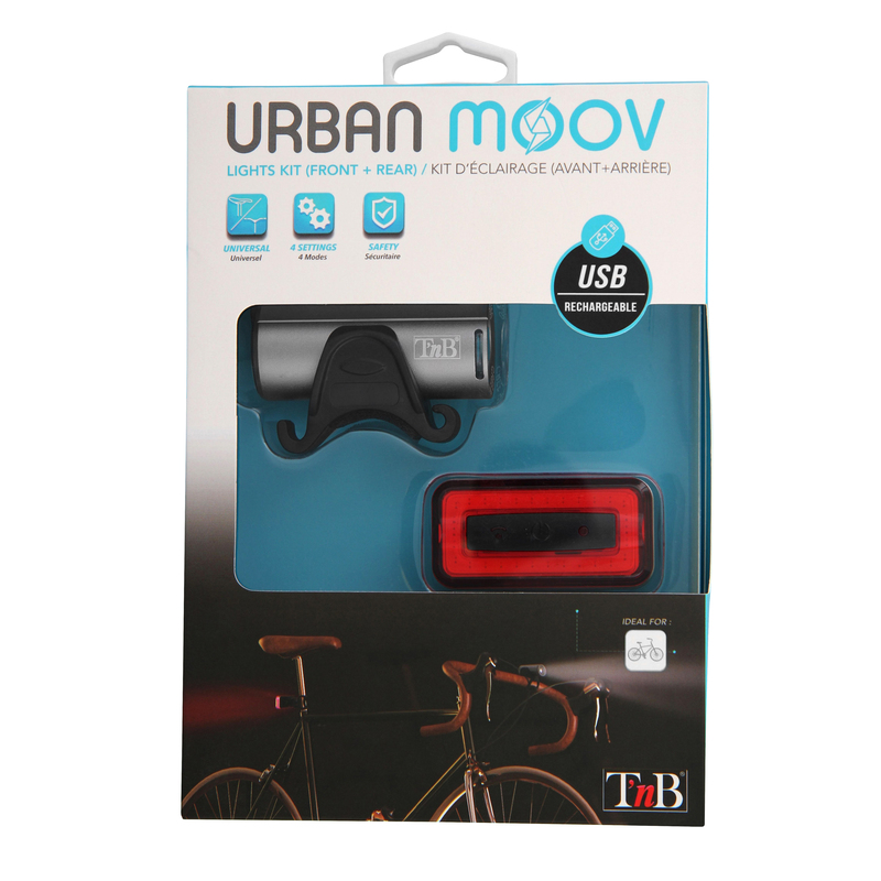 Urban Moov USB Rechargeable Lighting Kit Front/Rear Grey/Red for Bike