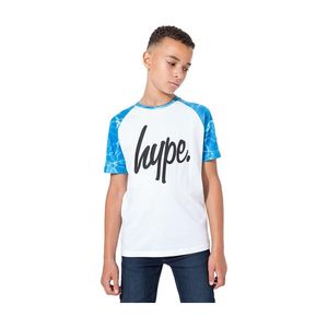 Hype White With Blue Pool Sleeves Kids T-Shirt