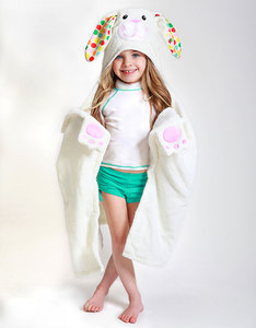 Zoocchini Bella The Bunny White Kids Hooded Towel