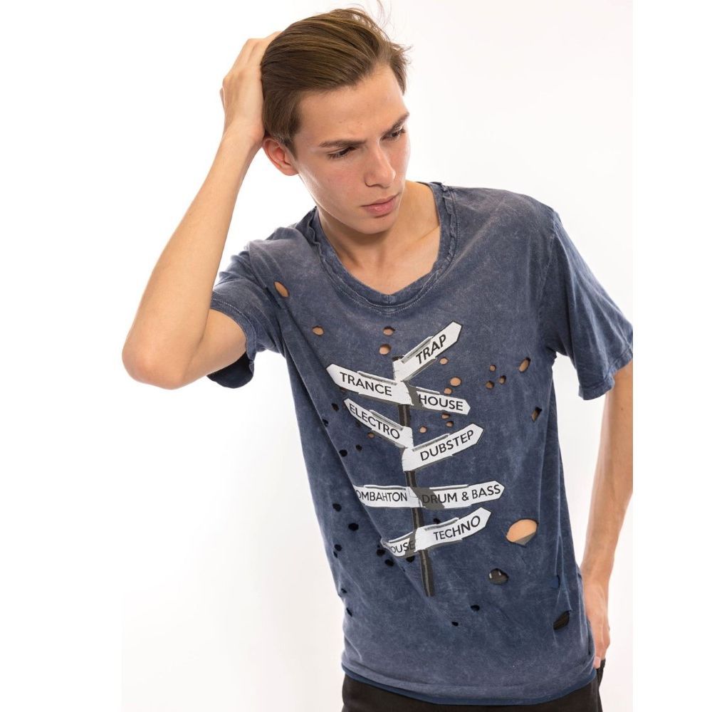 Dirtee Hollywood Which Music Way T-Shirt Navy - XS
