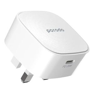 Porodo Super-Compact Fast Wall Charger PD 20W UK White