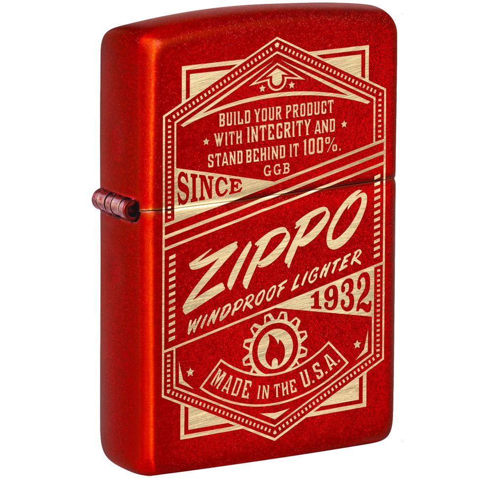 Zippo 48620 49475 Zippo It Works Design Metallic Red Windproof Lighter