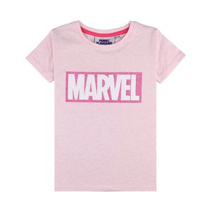 Marvel Glitter Logo Girl's T-Shirt Pink