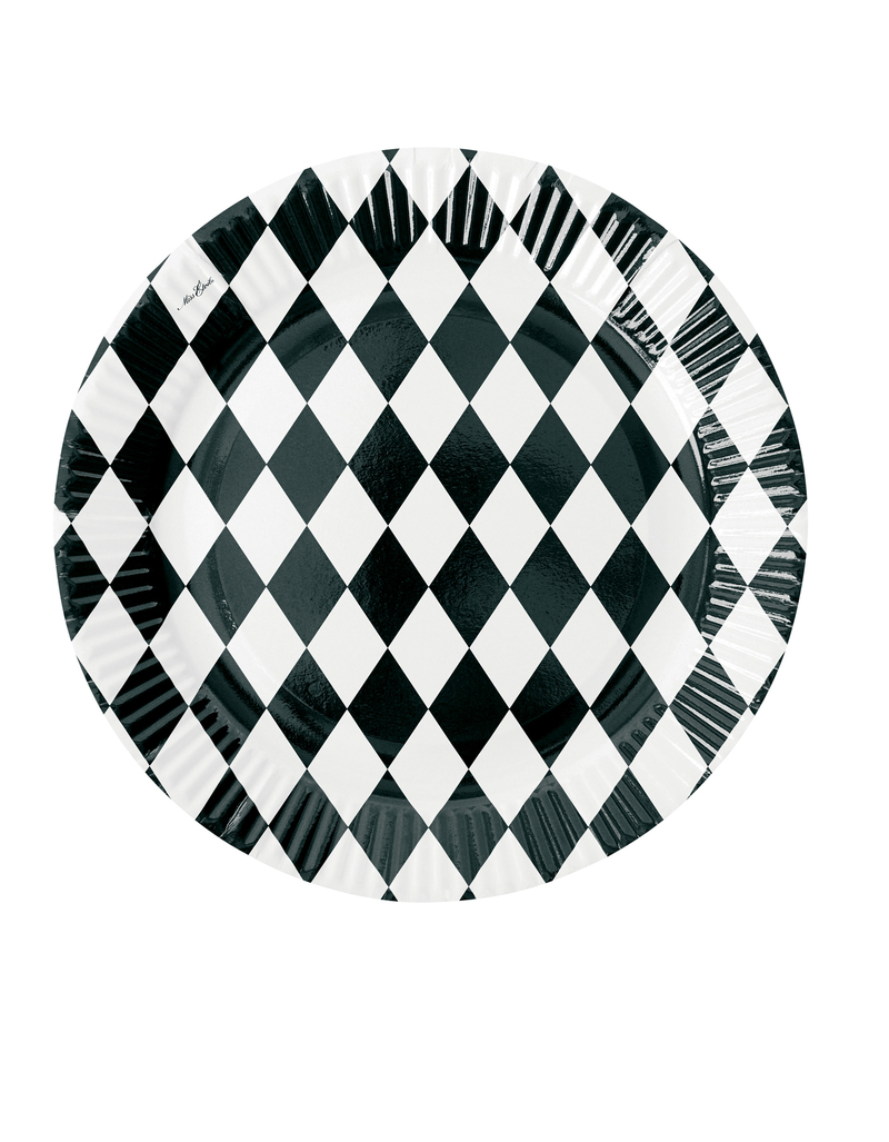 Miss Etoile Harlequin Black Paper Plate Pack Of 8