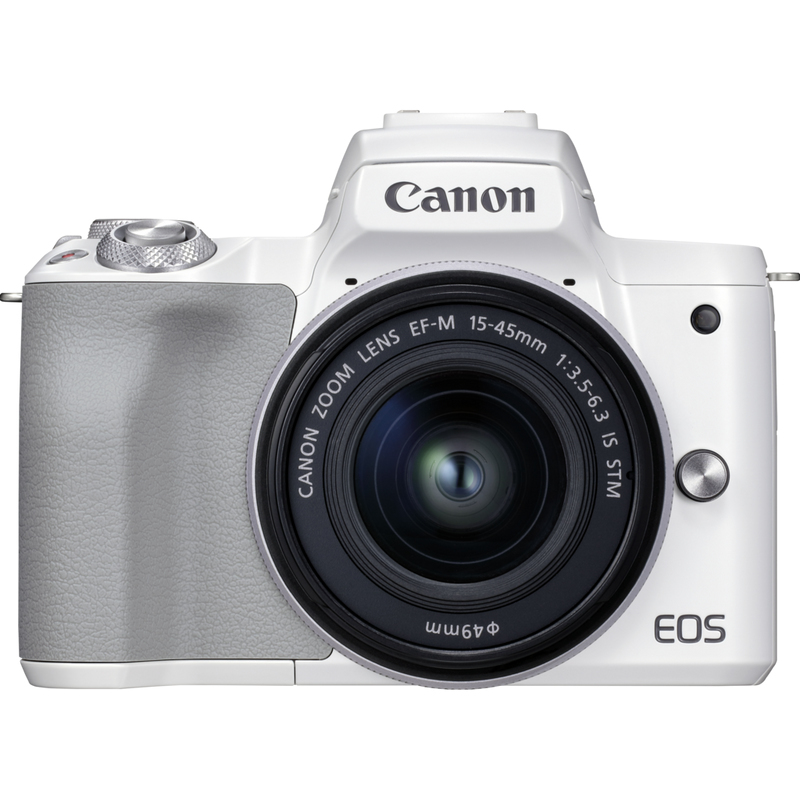 Canon EOS M50 Mark II Mirrorless Camera + EF-M 15-45mm IS STM Lens White
