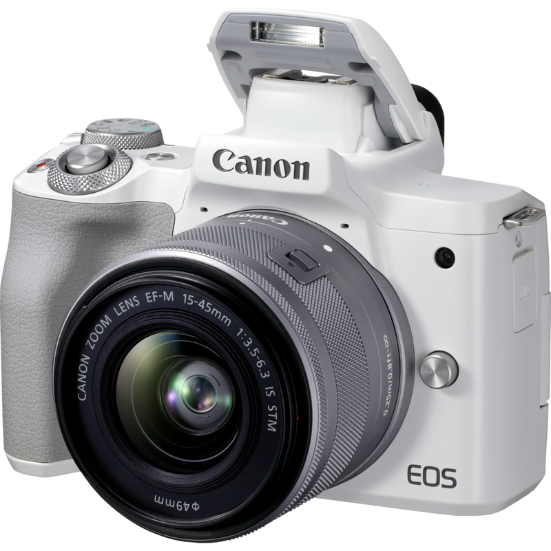 Canon EOS M50 Mark II Mirrorless Camera + EF-M 15-45mm IS STM Lens White