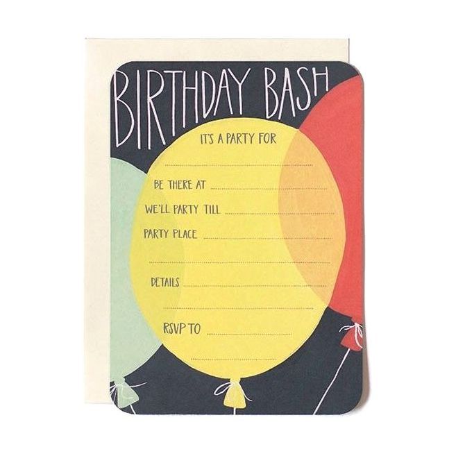 1Canoe2 Flat Birthday Bash Balloons Cards (Navy/Green/Yellow) (Set of 10)