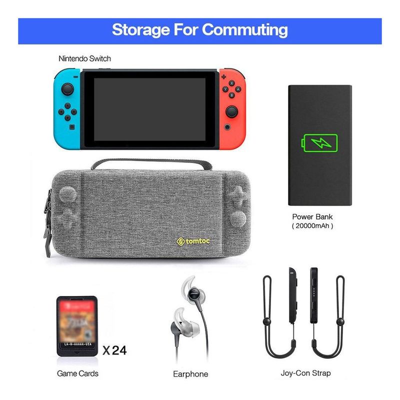 Tomtoc Hard Shell Travel Case Grey for Nintendo Switch