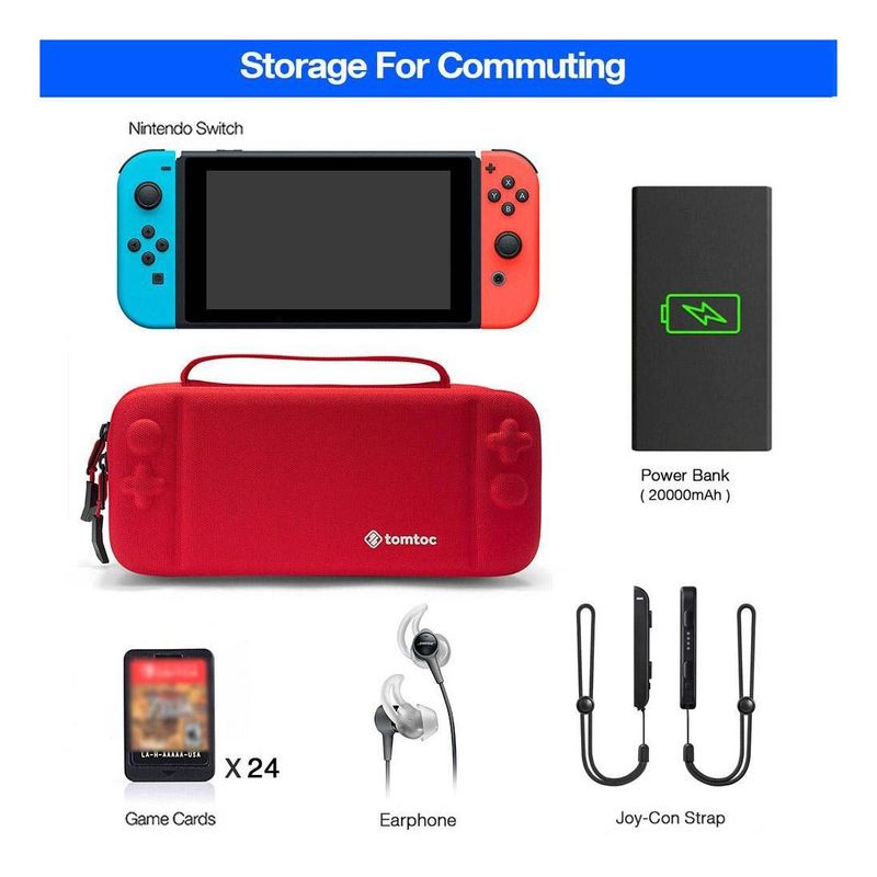 Tomtoc Hard Shell Travel Case Red for Nintendo Switch