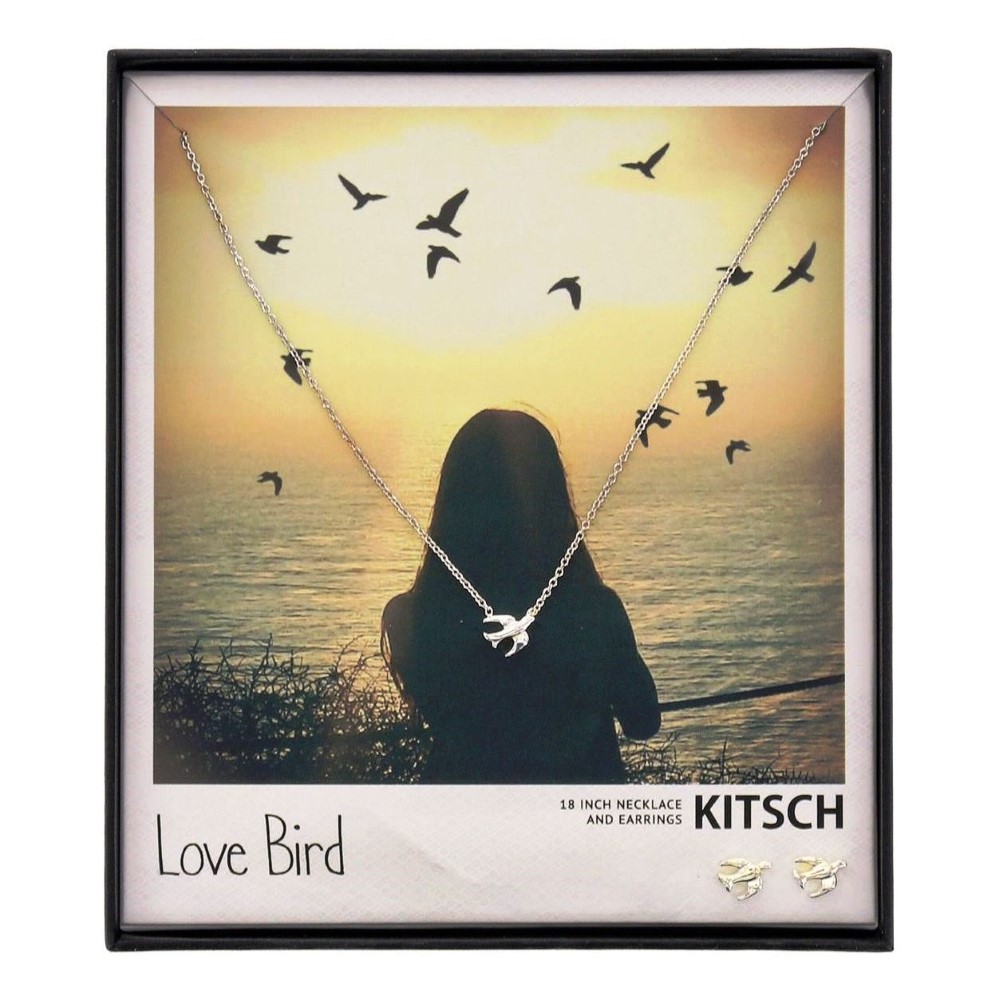 Kitsch Love Bird Nk Er Silver Necklace