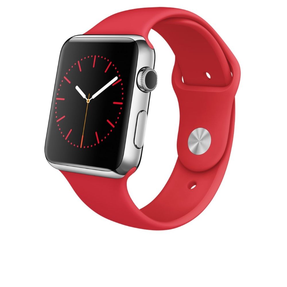 Apple Watch Sport 42mm Stainless Steel Case Red Band