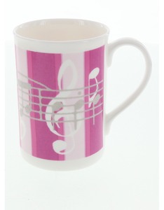 Music Gifts Company White/Pink Stripe Music Note Mug
