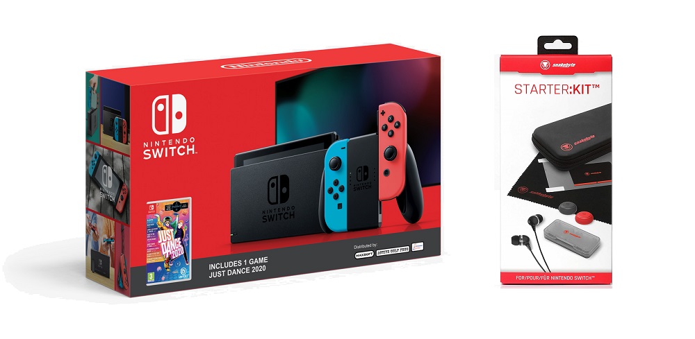 Nintendo Switch Console with Neon Joy-Con Just Dance 2020 (US) + snakebyte STARTER KIT