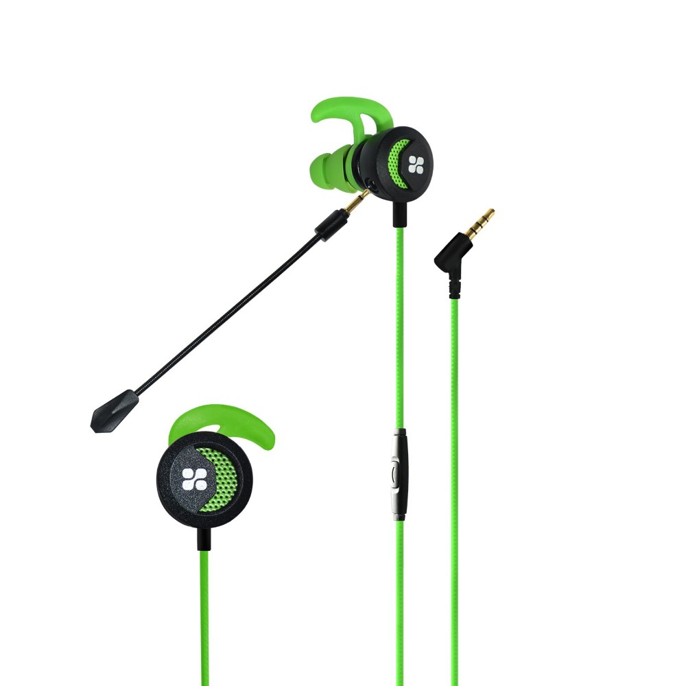 Promate Clink Wired Gaming In-Ear Earphones With Detachable Mic And Ear Hooks Green