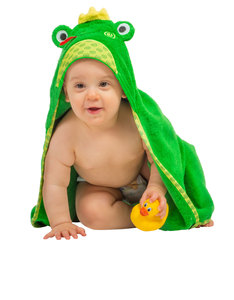 Zoocchini Flippy The Frog Green Baby Hooded Towel
