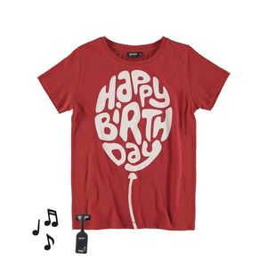 Yporque Happy Birthday Kids Tee with Sound Effects Red