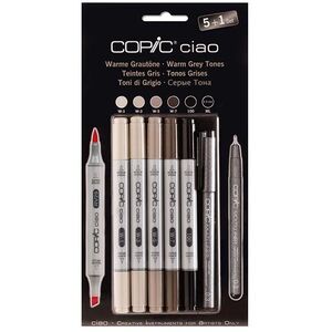 Copic Ciao Refillable Markers 5+1 - Warm Grey Tones (Set of 6)