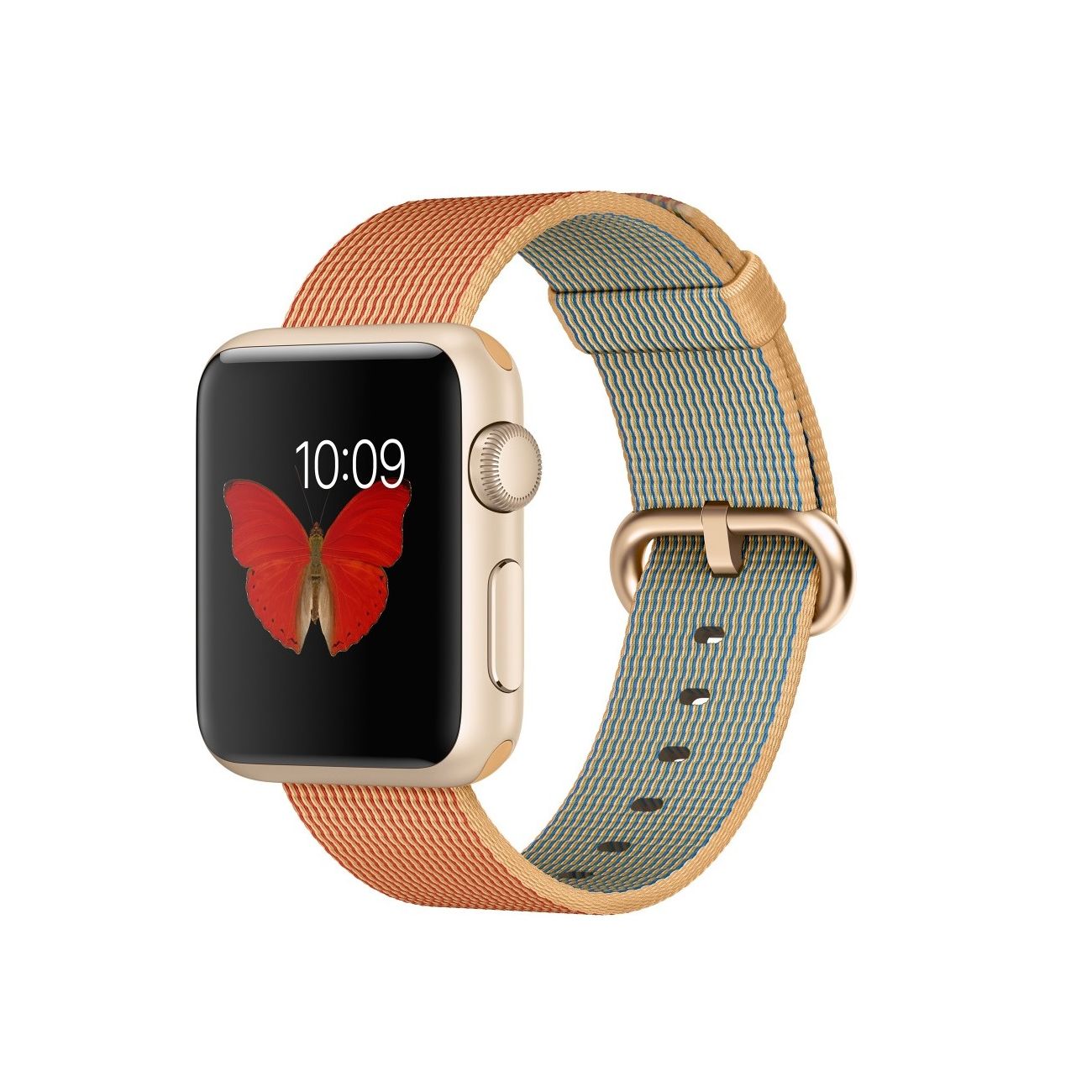 Apple Watch 38mm Gold Aluminium Case With Red Woven Nylon