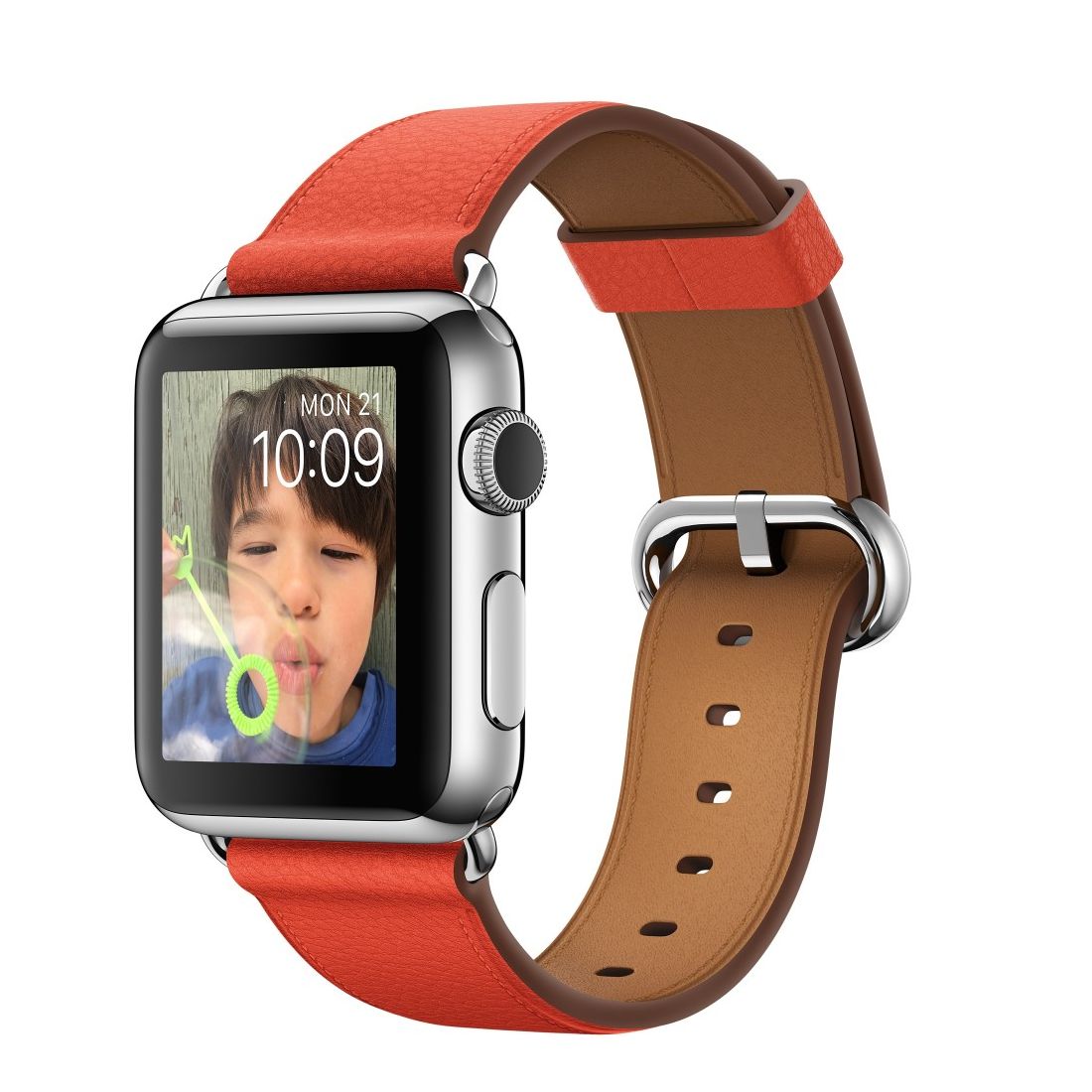Apple Watch 38mm Stainless Steel Case With Red Classic Buckle