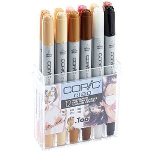 Copic Ciao Refillable Markers - Skin Tone Colors (Set of 12)