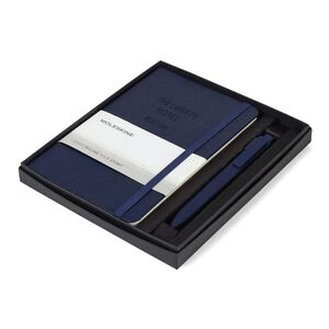 Moleskine Classic Large Notebook & Go Pen Set Navy Blue
