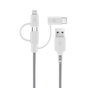 Energea NyloTough 3-In-1 Cable White 18cm