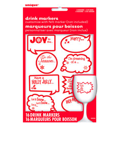 Unique Christmas Conversation Drink Stickers (Pack Of 16)