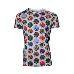 Pokemon Pokeball Allover Print En Men's T-Shirt Multicolor