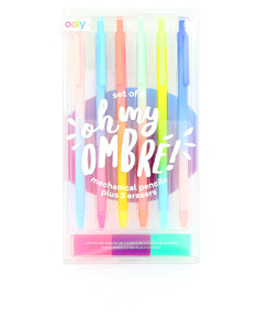 Ooly Oh My Ombre Mechanical Pencils And Erasers (Set of 6)
