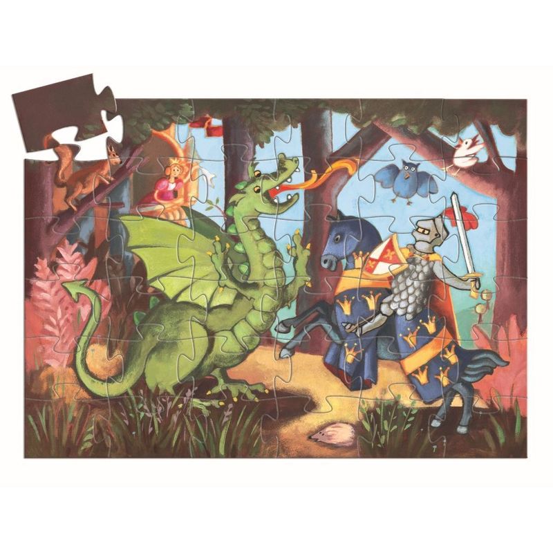 Djeco Silhouette Jigsaw Puzzles the Knight At the Dragon (36 Pieces)