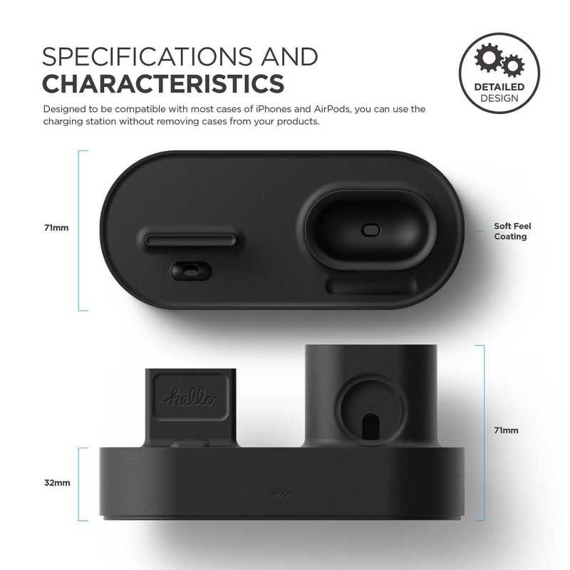 Elago 3-in-1 Black Charging Hub for Apple Watch