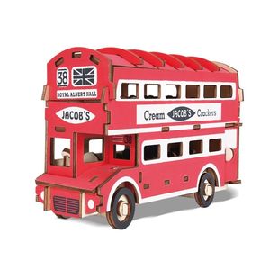 Birkee Toys British Double Decker Bus 3D Wooden Model