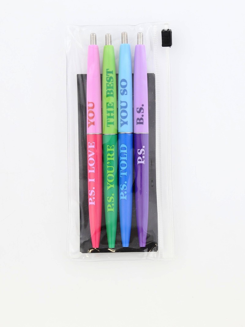 Knock Knock Pen Set P.S.I Love You/You're The Best/Told You/B.S (Set of 4)