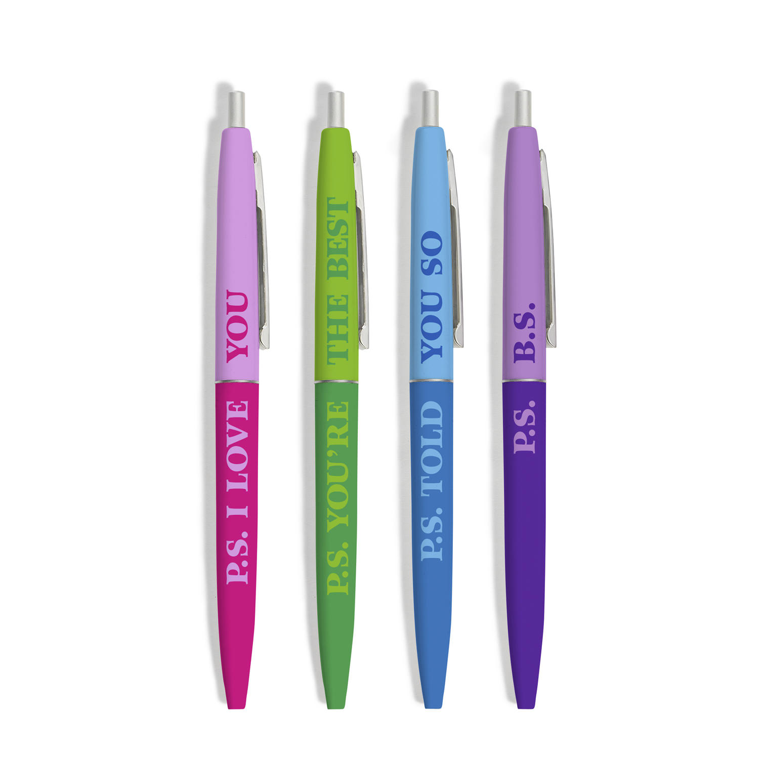 Knock Knock Pen Set P.S.I Love You/You're The Best/Told You/B.S (Set of 4)