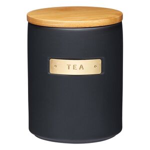 Kitchencraft Masterclass Matt Black Ceramic Tea Storage Jar