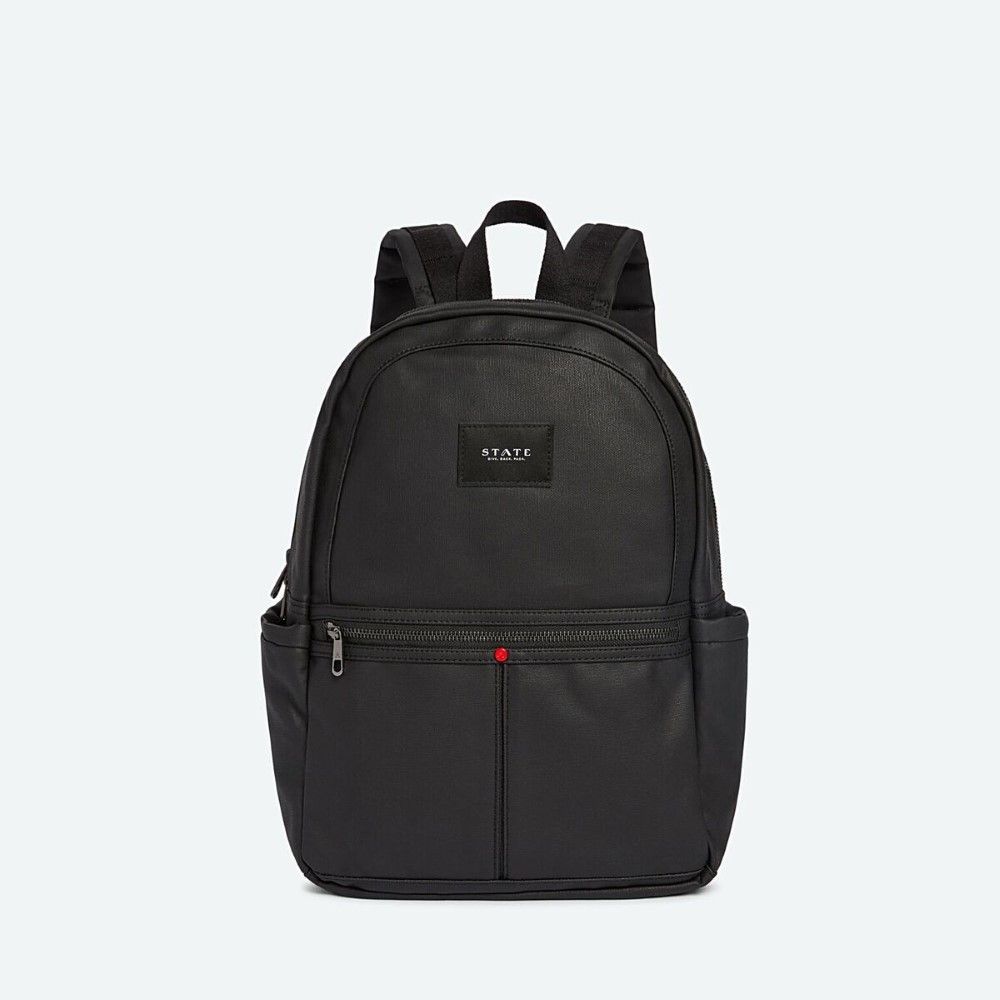 State Bags Kane Black Coated Canvas Backpack