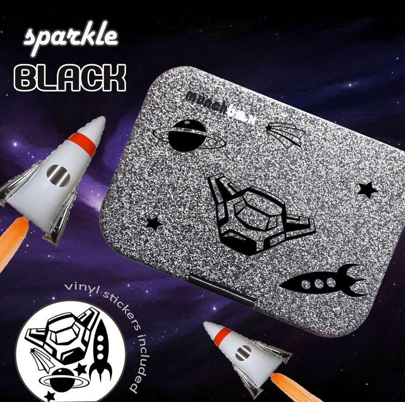 Munchbox Sparkle Black Mega3 Artwork Tray Black Lunchbox