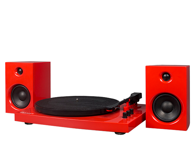 Crosley T100 Turntable System with Speakers (Pair) - Red