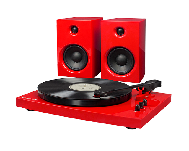 Crosley T100 Turntable System with Speakers (Pair) - Red