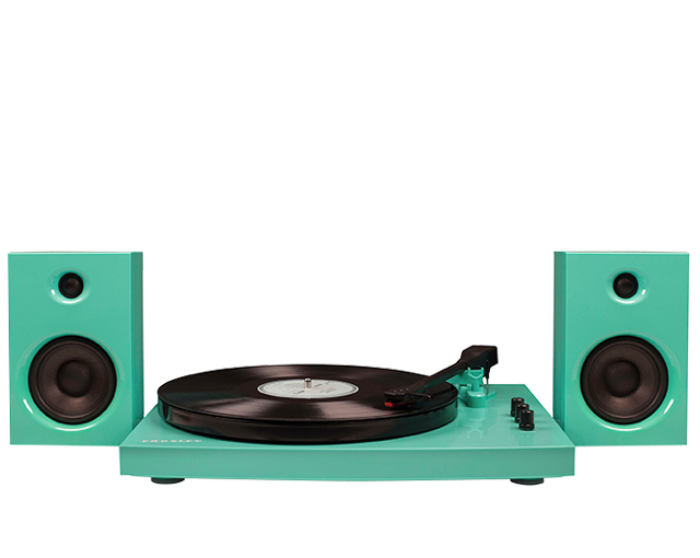 Crosley T100 Turntable System Turquoise With Speakers (Pair)
