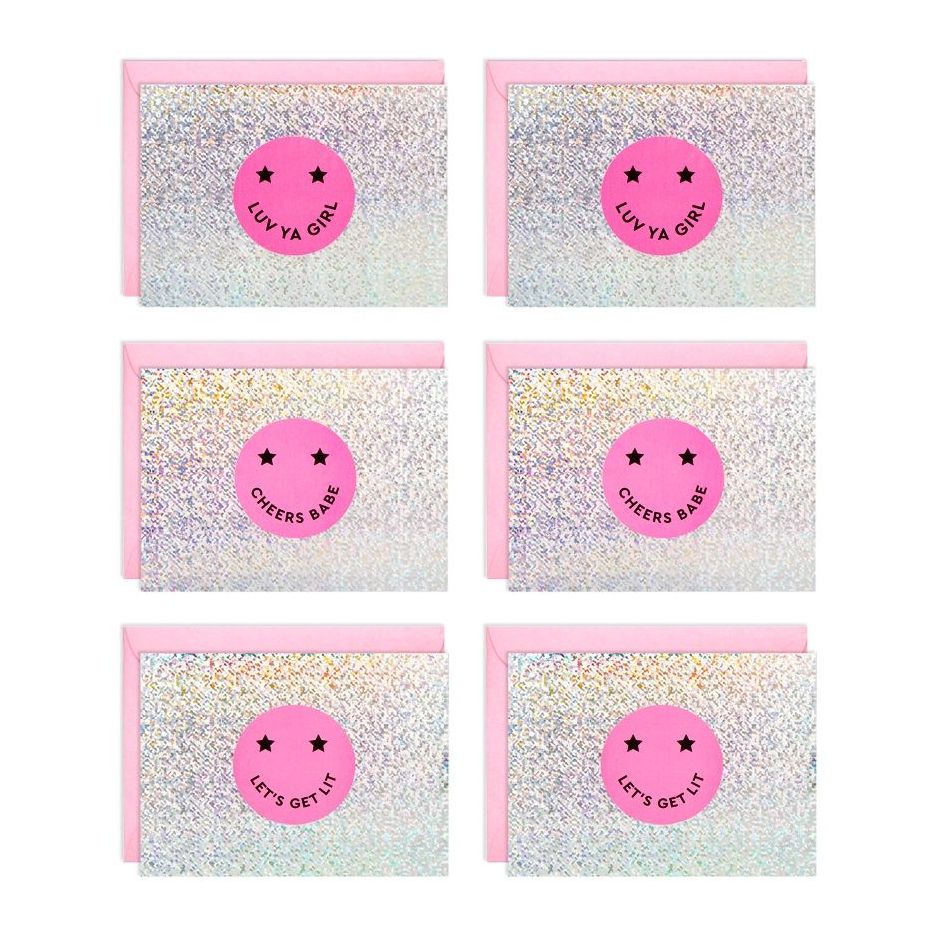 Skinny Dip Holo Smiley Greeting Cards (Pack of 6)