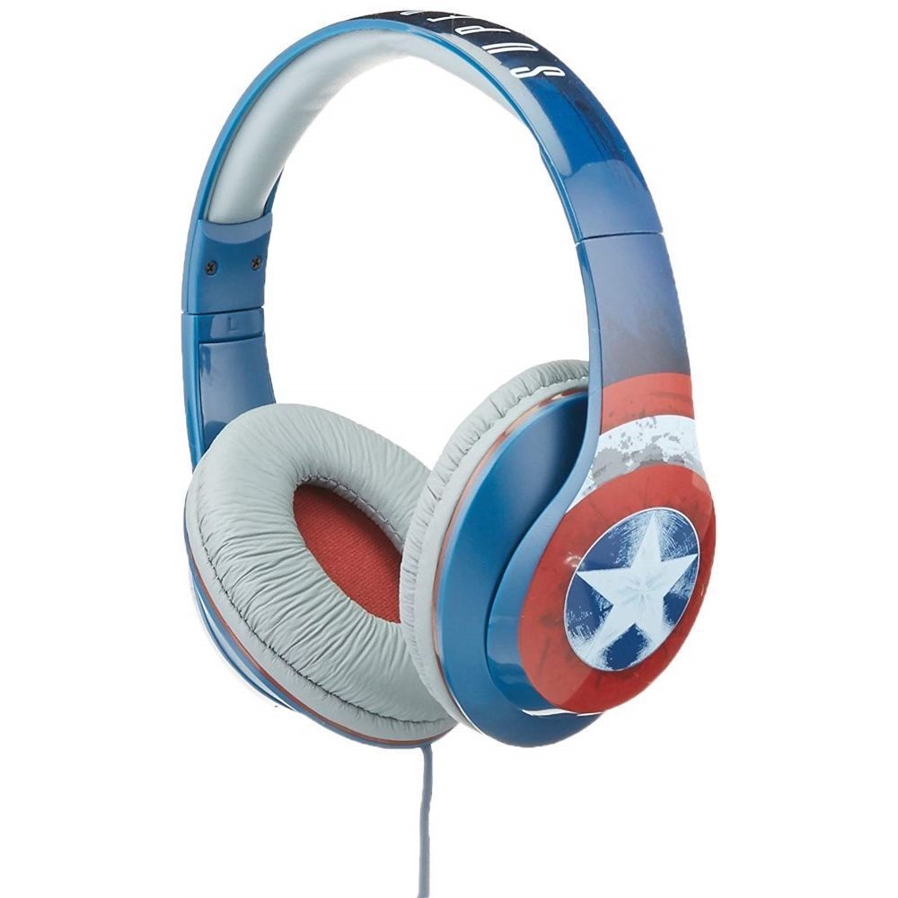 Kid Designs Marvel Captain America with Mic On-Ear Headphones