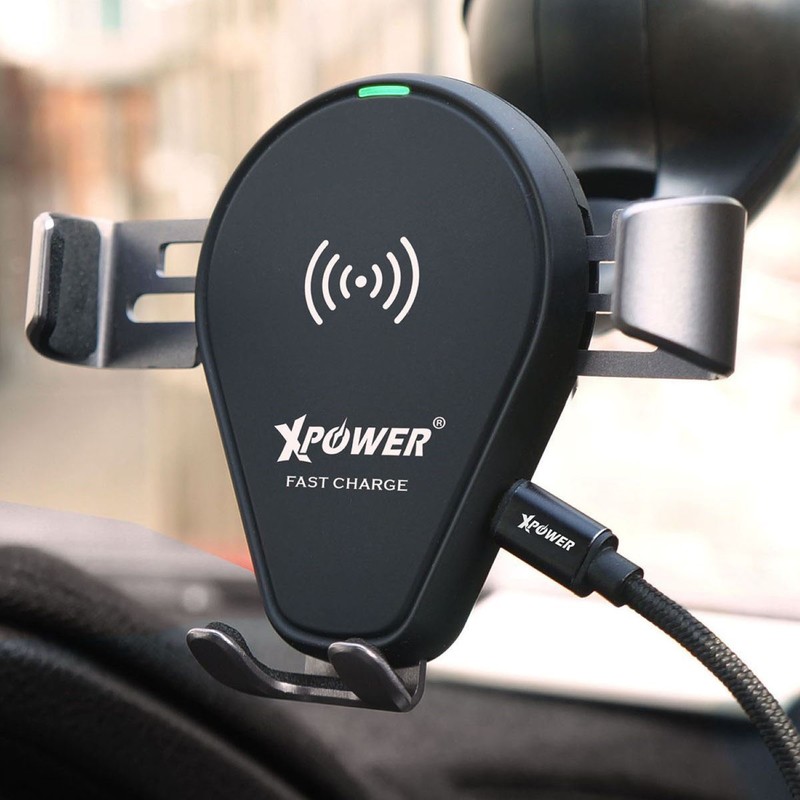 Xpower 2-in-1 Fast Charge Wireless Charging Car Mount Black