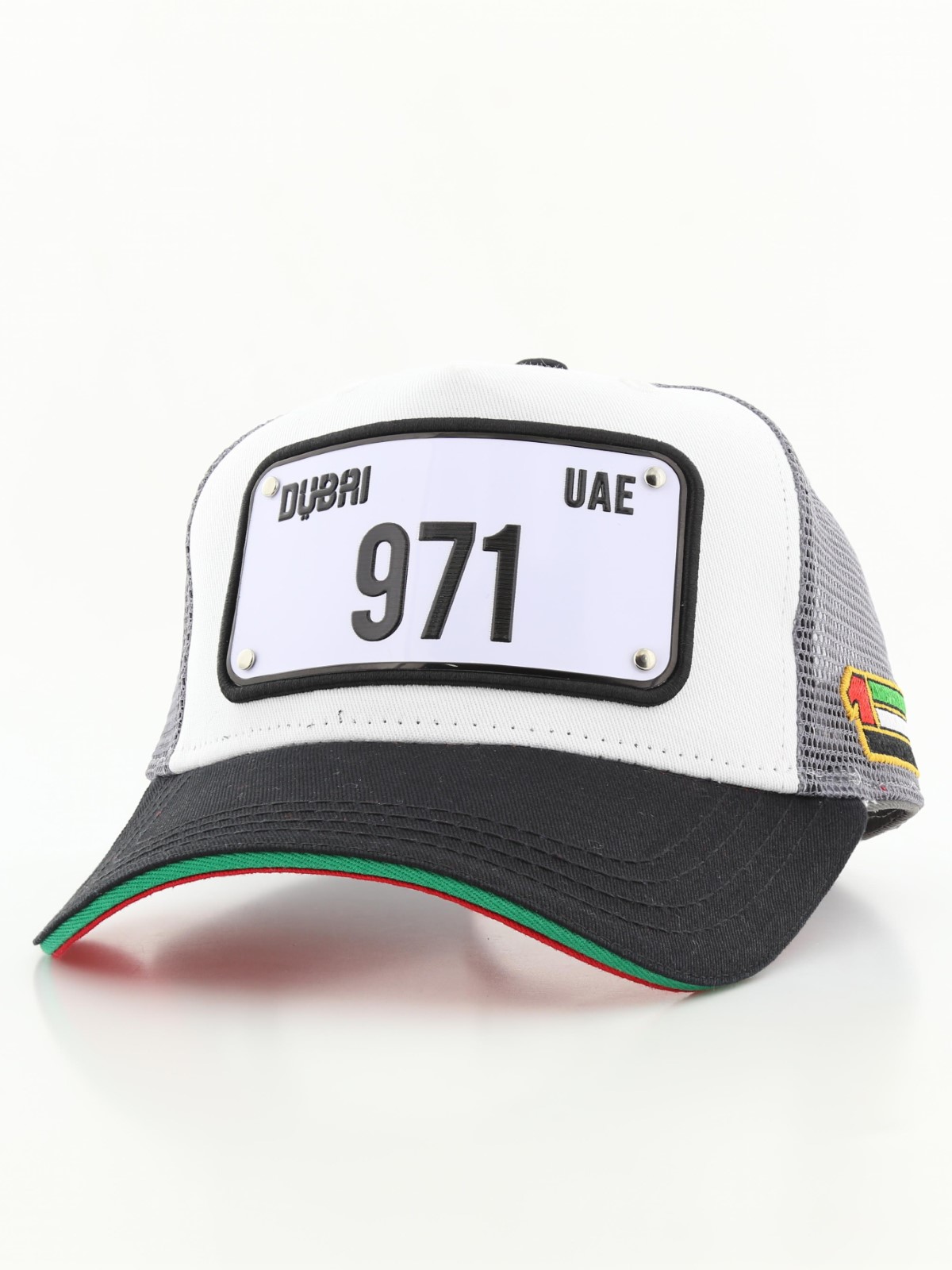 Raqam UAE New Dubai Plate No. 971 Model 1 Grey/Black/White Unisex Trucker Cap