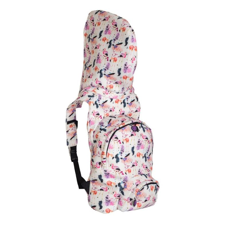Morikukko Basic Flamingo Feathers Hooded Backpack