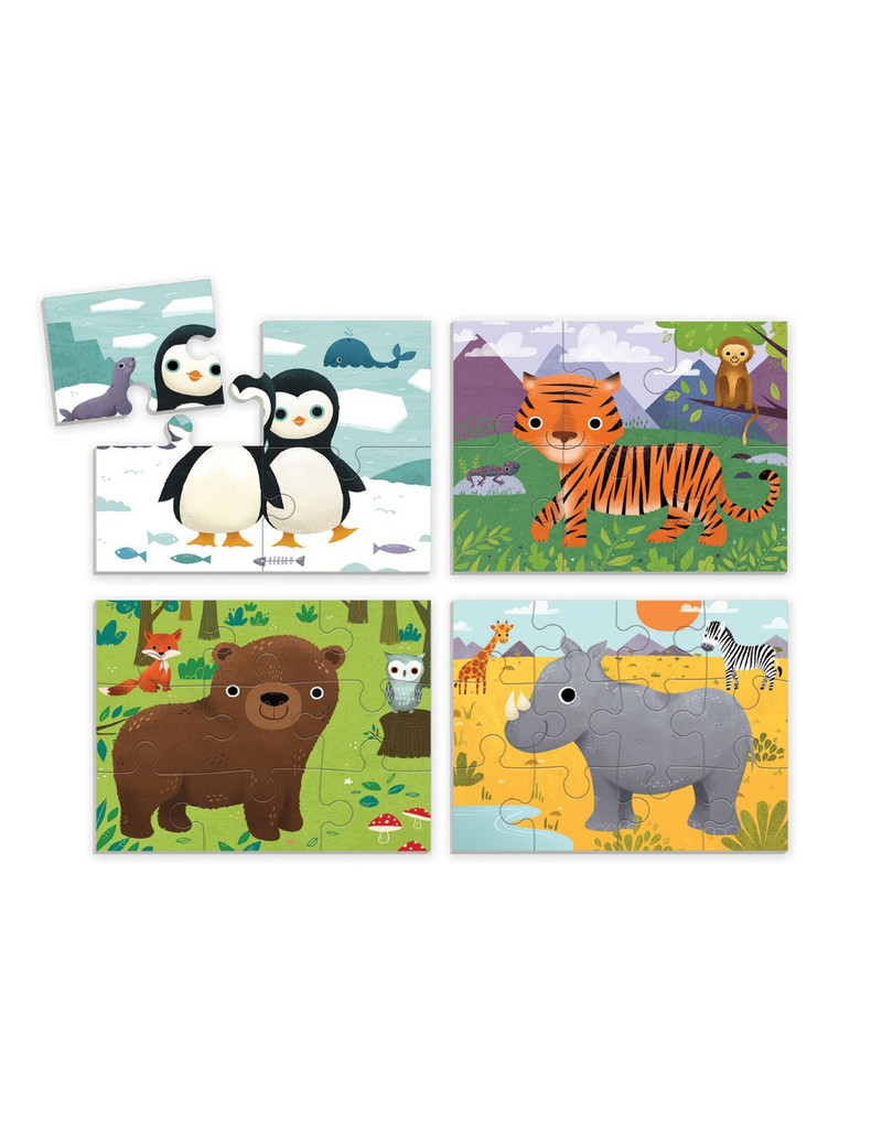 Mudpuppy Animals Of The World 4-in-a-box Puzzle Set