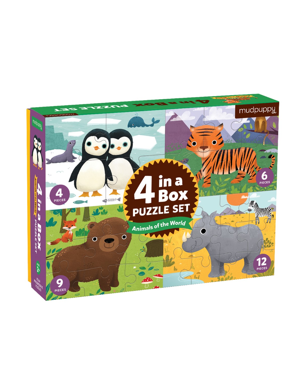 Mudpuppy Animals Of The World 4-in-a-box Puzzle Set