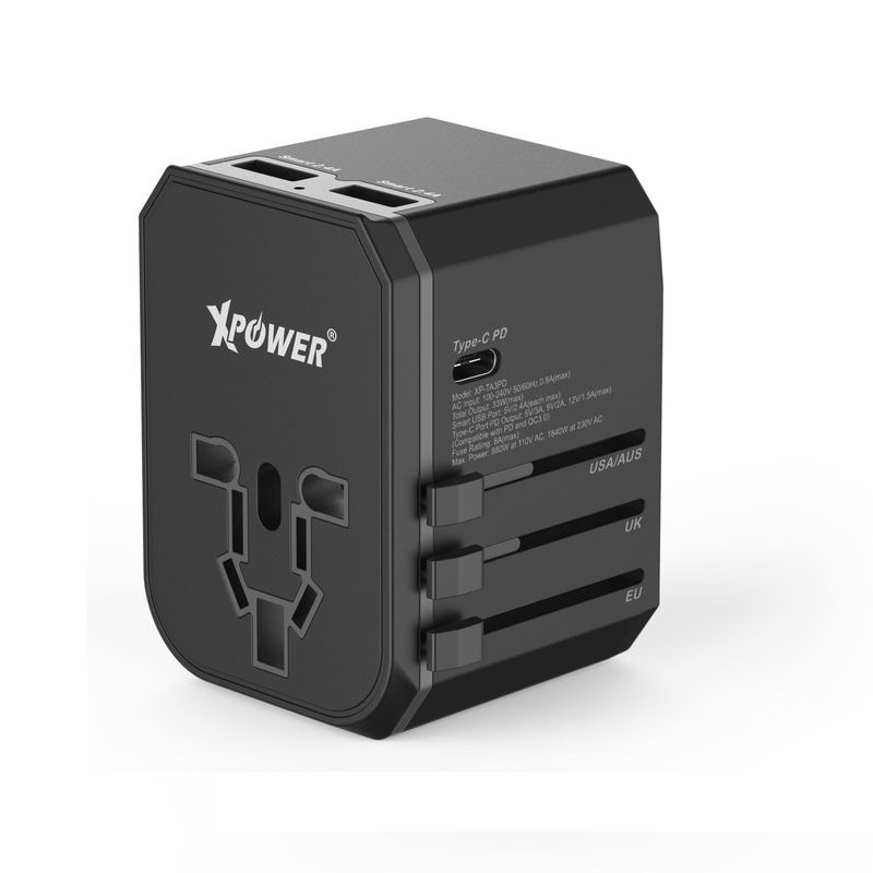 XPower TA3PD Grey Travel Adapter